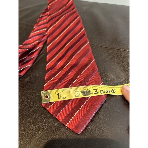 ALEX CANNON Red Striped Neck Tie Men’s Silk Necktie Casual Simple Dress Handmade - Picture 3 of 6